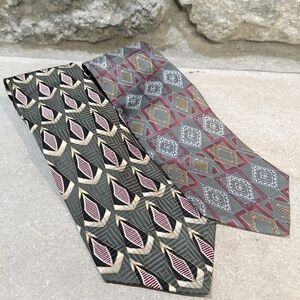 Lot of 2 Bill Blass Ties Vintage 100% SILK Made in Costa Rica Black Label DW